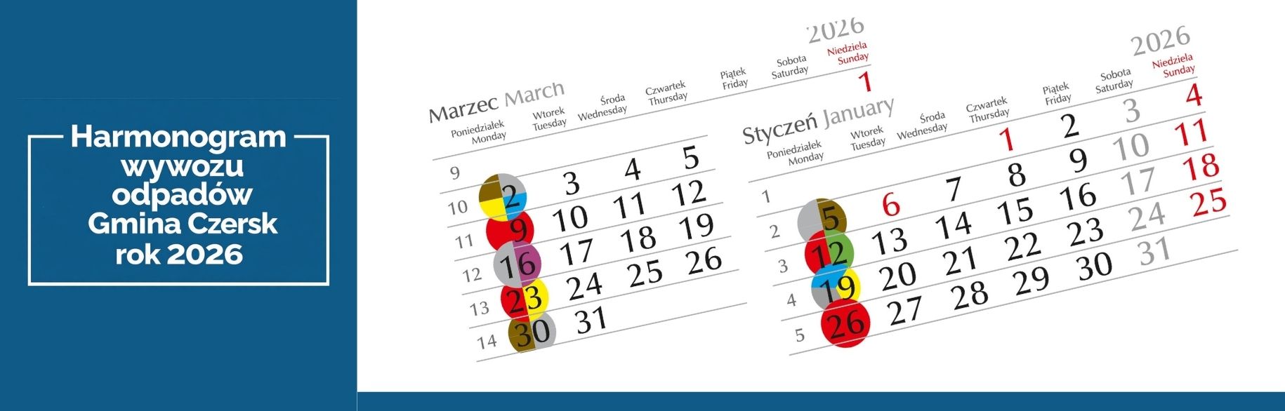 Harmonogram Wywozu Odpadów Komunalnych Gmina Czersk 2026 rok